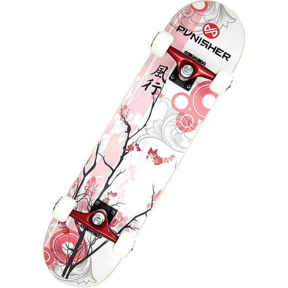 Punisher Girls Skateboards 31.5 x 7.75 Inch With Canadian Maple Concave Deck & ABEC-7 Bearings