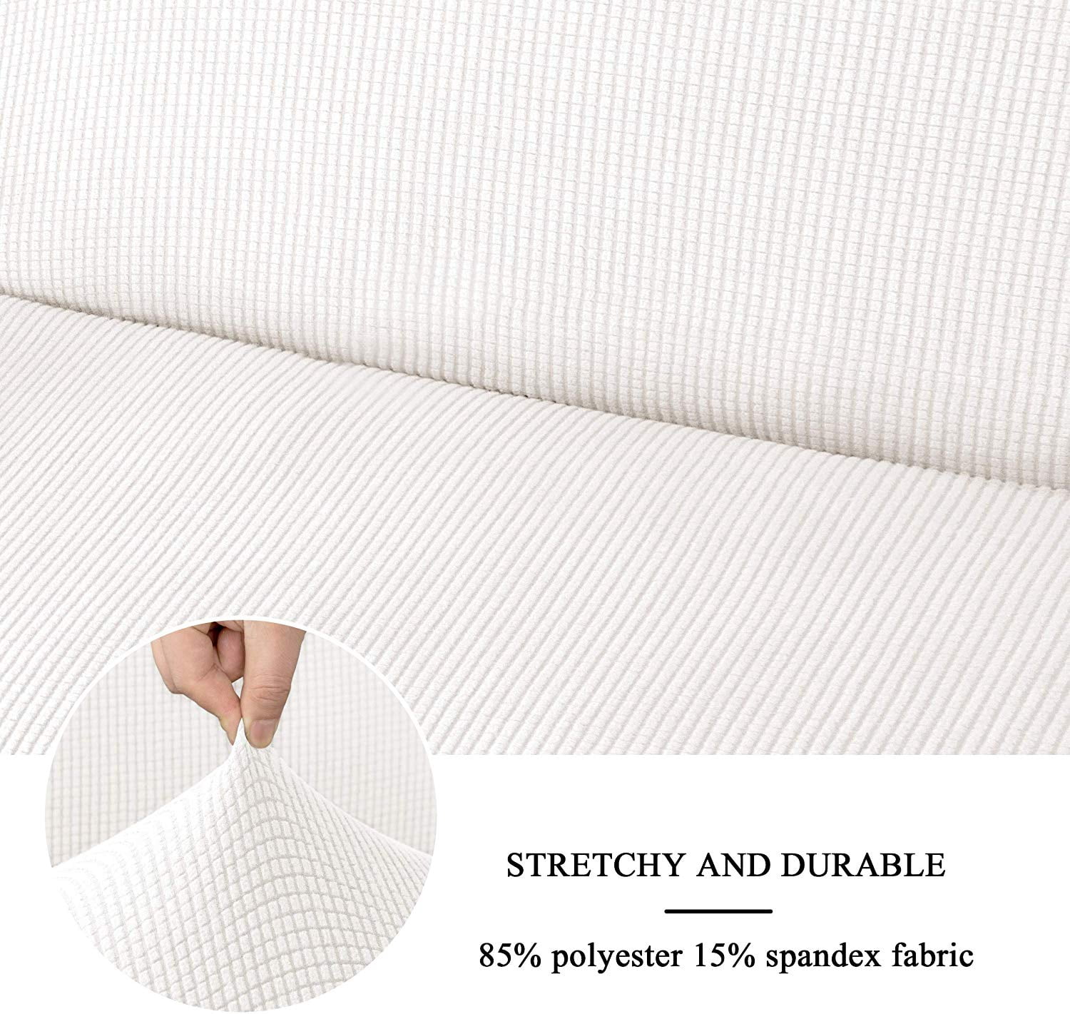 Subrtex Stretch 1-Piece Textured Grid Futon Slipcover, White