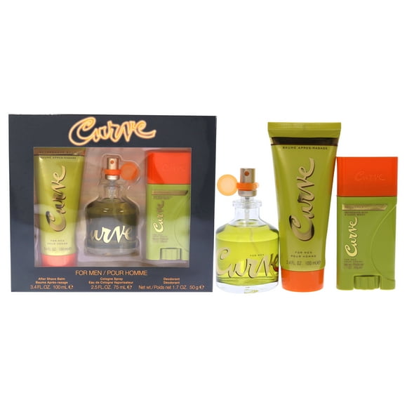 Curve by Liz Claiborne for Men - 3 Pc Gift Set 2.5oz EDC Spray, 3.4oz After Shave Balm, 1.7oz Deodorant Stick