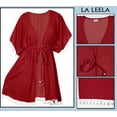 thumbnail image 2 of HAPPY BAY Women's Summer Beach Front Open Slouchy Kimono Beachwear Duster Cardigans for Women 2X-3X Red_AB818, 2 of 6