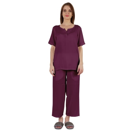 

Inkmeso Short Sleeve Nightwear Pajama Set For Women Henley T-Shirt & Pajama Sleepwear Set