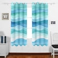 thumbnail image 2 of Blue and Green Waves Thermal Blackout Curtains 63x55 Inch 2 Panels Grommet Window Drapes for Bedroom Living Room, 2 of 5