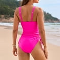 thumbnail image 4 of RUTAYY Women's One Piece Swimsuits Casual Solid Color Mesh Drawstring Breathable Comfortable Athletic Swimwear, 4 of 9