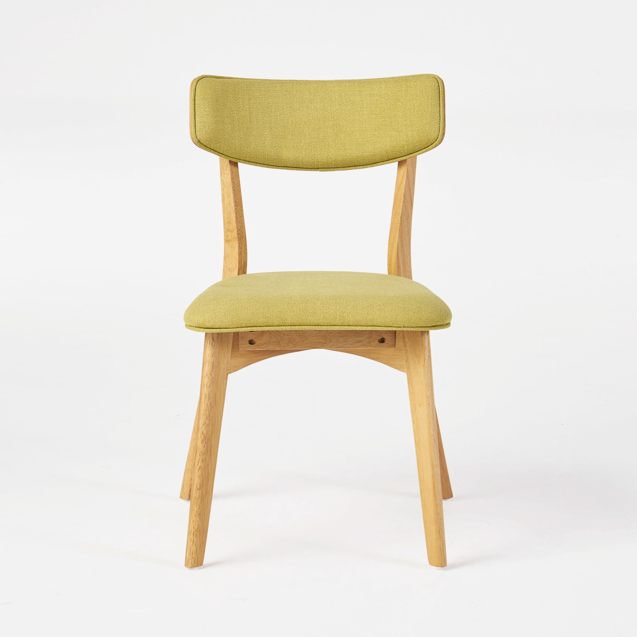 Noble House Sadie Indoor Mid Century Modern Fabric Dining Chairs, Set of 4, Green Tea+Natural