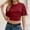 Red Tops, variant on Casual Blouses For Women Simple Summer Stretch Solid Color Round Neck Fitted Crop Tops With A Waistband Short Sleeve Comfort Shirt