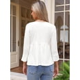 thumbnail image 3 of DARING DIVA Women's Tie Front 3/4 Sleeve Peplum Blouse M White, 3 of 6