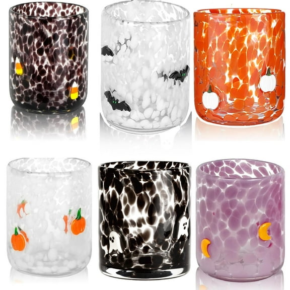 Halloween Icon Juice Glasses, 14oz Icon Stemless Coffee Cocktail Drinking Cups (Ghost A)
