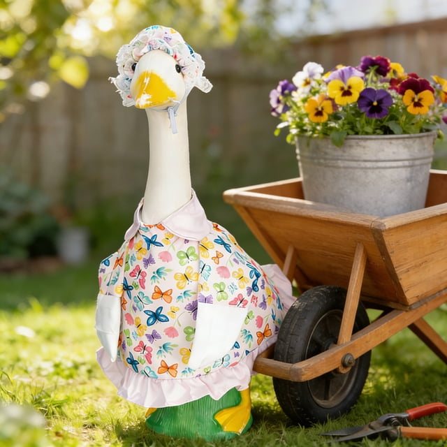 Amzcrzy Home Decoration, Other Decoration, Spring Idyllic Gooses Outfits Gooses Statue Patio Dress Patio Gooses Outfits Hat Set For 23In Statue Patio Garden Decoration, Polyester Statue