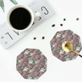 thumbnail image 5 of Pofeuu Rose Flowers Print Leather Coasters Set of 6, Round Cups Mugs Mat Pad for Home Kitchen Heat Resistant Drink Coasters,Octagon, 5 of 7