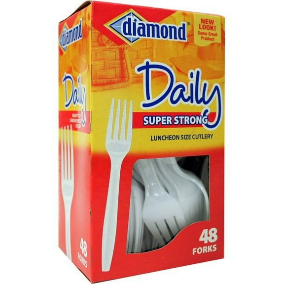 Diamond Super Strong Heavy Duty Forks, White, 48 Ct