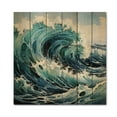 thumbnail image 3 of Designart "Of Wonder Coastal waves Waves painting VI" Nautical & Beach Print on Natural Pine Wood, 3 of 5
