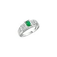 thumbnail image 3 of RYLOS Men's Rings Sterling Silver Classic 6X4MM Oval Gemstone & Diamond Ring Emerald May Birthstone Rings For Men, Silver Rings, Size 11, 3 of 7