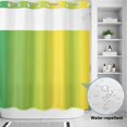 thumbnail image 2 of No Hook Shower Curtain, Green Yellow Omvre Striped Shower Curtains for Bathroom with See Through Top Window, Color Vertical Stripe Waterproof & Washable Bath Curtain 66"x72", 2 of 9