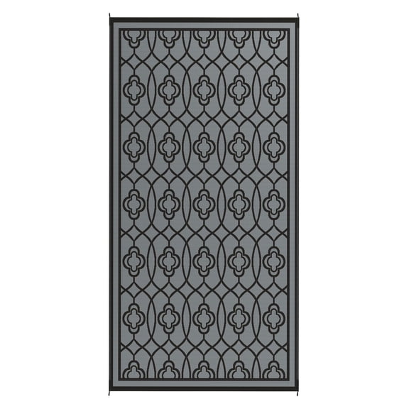 Outdoor Rug 9x18 Reversible Waterproof RV Patio Rug with Carry Bag - Black & Gray Lantern
