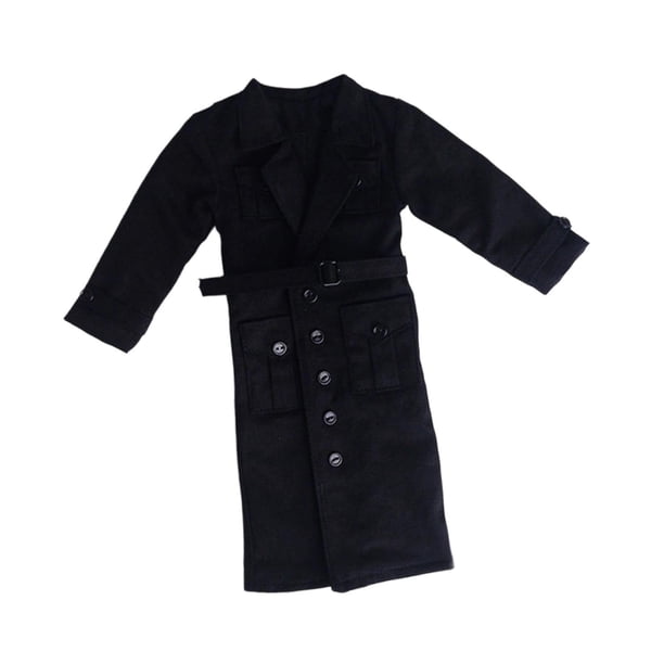 Figura 1/6 Cortavientos largo DIY Muñeca Vestida Coleccionable Miniatura de Moda Negro