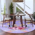 thumbnail image 4 of Round Rugs 5 Ft, Purple Floral Non Slip Area Rugs for Kitchen Bedroom Entryway, Fancy Botanical Flowers Antlers Abstract Art Washable Carpet Runner Rug Floor Mats for Bedroom Home Decor, 4 of 9