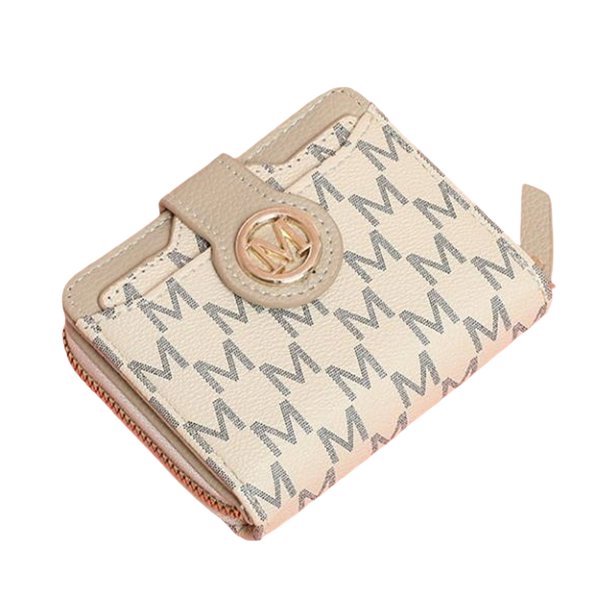 Cartera plegable con letras estampadas, cartera compacta y corta con múltiples ranuras para tarjetas, ideal para viajes al aire libre