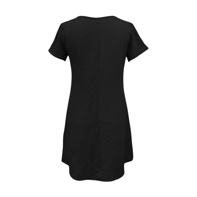 black swing dress knee length Unique Vintage Black Flutter Sleeve Swing Dress