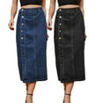 thumbnail image 2 of YTDSCS Womens Cargo Denim Maxi Skirt with Pockets Casual Mid-Length Skirt Summer Womens Washed Elasticized Waist Long Skirts S-2XL, 2 of 9