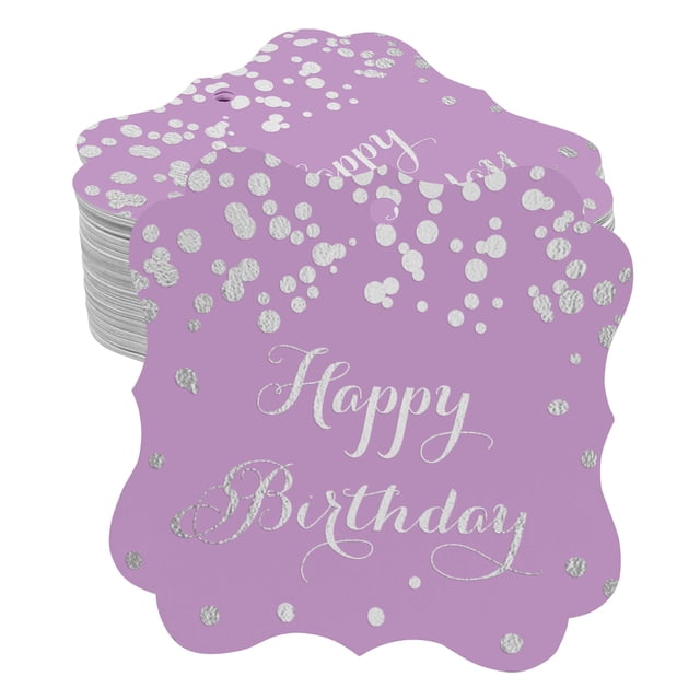 Inkdotpot Pack Of 50 Real Silver Foil Bracket Shape Paper Tags Happy Birthday Favor Hang Tags