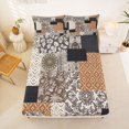 thumbnail image 5 of Homewish Retro Boho Mandala Queen Sheets,Patchwork Geometric Queen Sheet Sets,Brown Gray,4 Pieces,1 Flat Sheet, 1 Fitted Sheet and 2 Pillowcases, 5 of 6