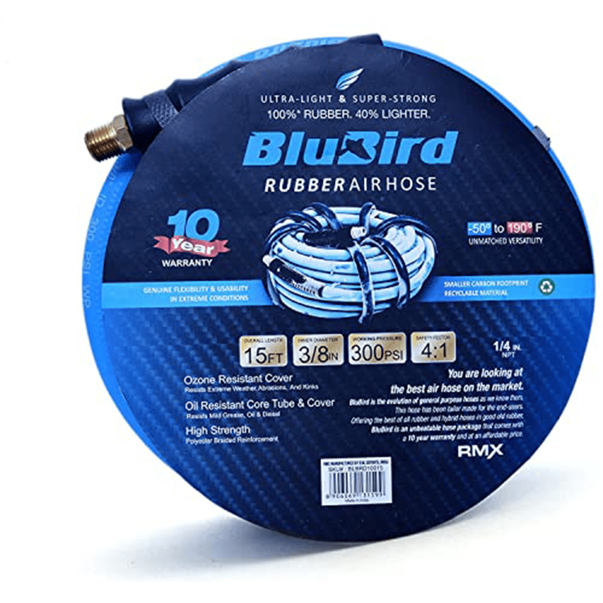 BluBird BB3815 Rubber Air Hose 3/8" x 15 ft