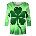 thumbnail image 5 of Green Shirts Womens 3/4 Length Sleeve Tops St Patricks Day T Shirts for Women Crew Neck Leaves Graphic Tees (L, Green 09), 5 of 5