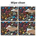 thumbnail image 4 of PIKWEEK Round Fitted Tablecloth Colorful Music Note Round Table Cloth with Elastic Edged Black Waterproof Wipeable Table Cover, 4 of 7
