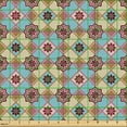 thumbnail image 2 of Ambesonne Azulejo Fabric by the Yard Upholstery, Flora Vintage Ornament Art, 3 Yards, Pale Blue Grey and Dried Rose, 2 of 5