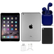 Restored Apple 7.9-inch iPad Mini Retina Wi-Fi Only 128GB Space Gray Bundle: USA Essentials Bluetooth/Wireless Airbuds, Rapid Charger, Case By Certified 2 Day Express (Refurbished)