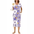 thumbnail image 1 of DecSea Pyjama pour Femme en Faux Coton, Haut de Pyjama Raglan avec Pantalon Capri, Pyjama d'Été, 1 of 5