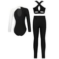 thumbnail image 3 of Aislor Kids Girls Sparkly Gymnastics Athletic Long Sleeve Ballet Dance Leotard Vest with Leggings Pants White 16, 3 of 6