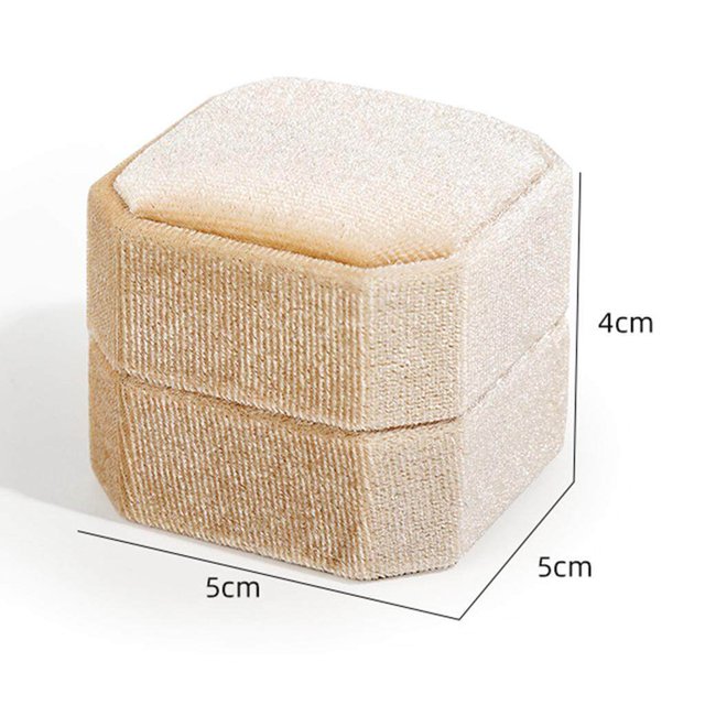 tredstone Octagonal Corduroy Ring Box Holder Rings Bearer for Ceremony Girls Proposals Yellow Single Slot