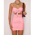 thumbnail image 4 of DOPI Women's Sexy Bodycon Cut Out Ruched Backless Spaghetti Strap Mini Club Party Dresses, 4 of 6