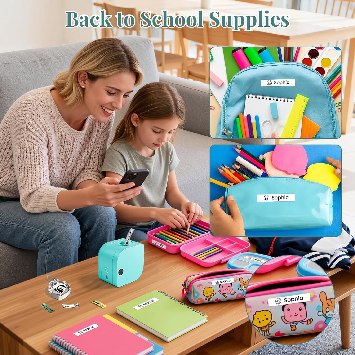 Label Maker Machine with Tape, P12 Bluetooth Mini Label Makers Thermal Transfer Ribbon Printer Machine with Typewriters Templates for Home, School, Clothes, Gift Wrapping, Office, Green