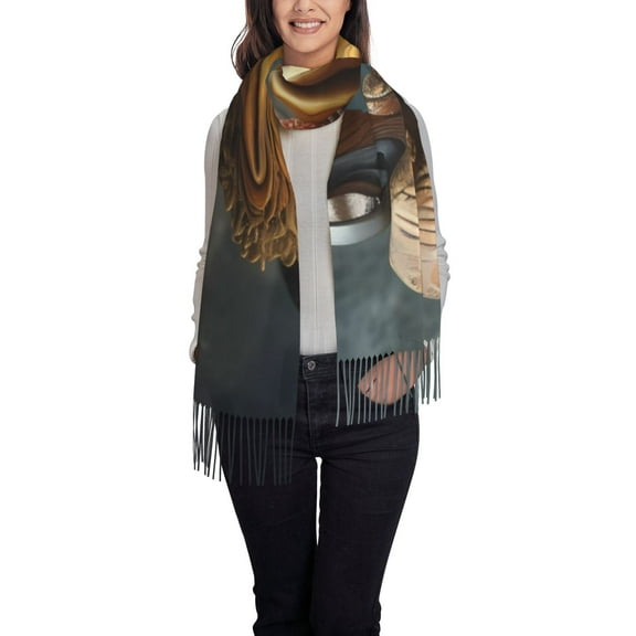 Sikiie Western Cowboy Duck Shawl Wraps Big Scarf Tassel Fall Winter Thick Scarf Warm Shawl Women Fall Gifts