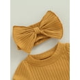 thumbnail image 5 of Miaouyo Newborn Baby Girl Summer Romper 2 Piece Outfits Solid Color Short Sleeve with Bow Headband Set Summer Clothes， 0-18 Months, 5 of 10