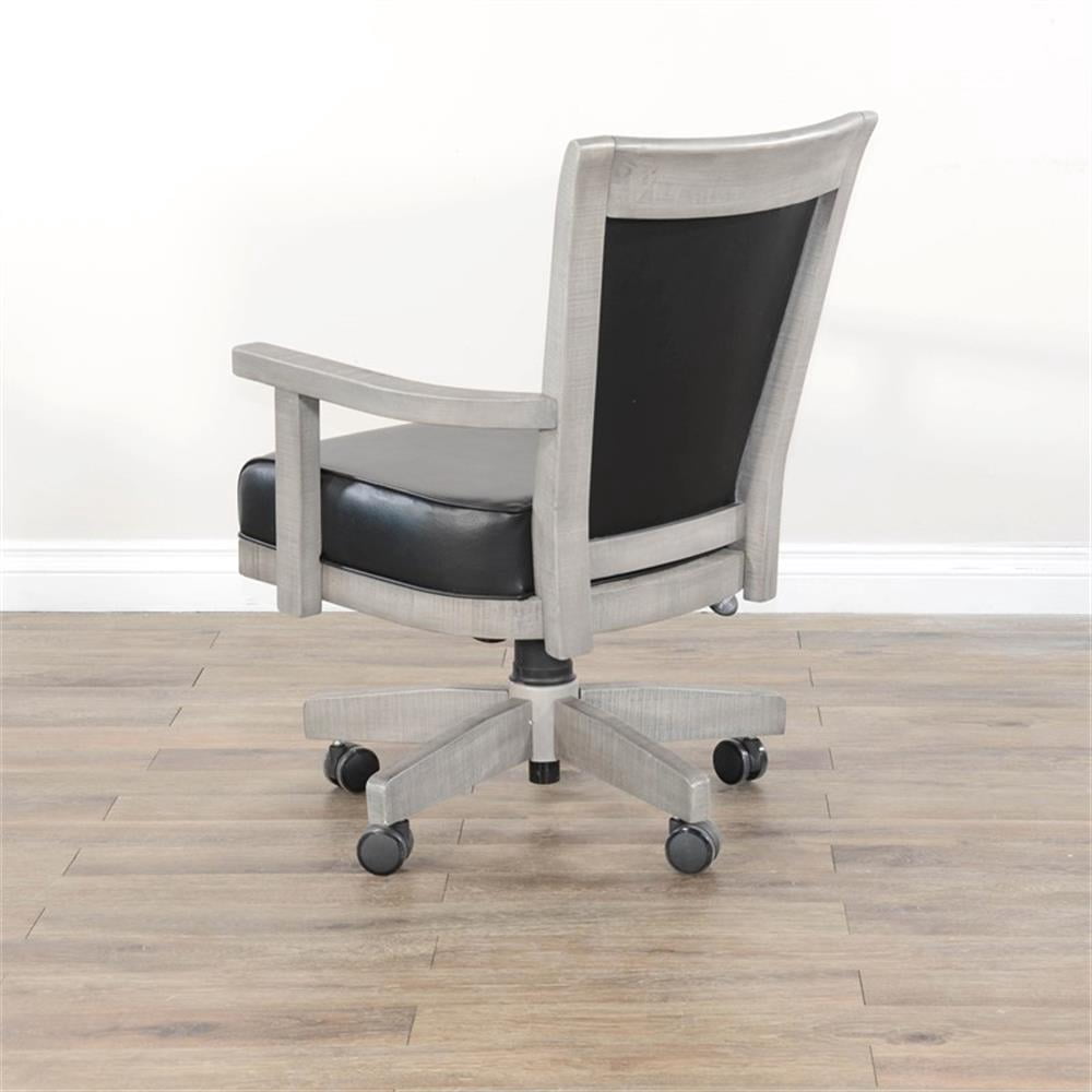 Sunny Designs Wood Game Chairs with Casters and Cushion Seat in Alpine Gray