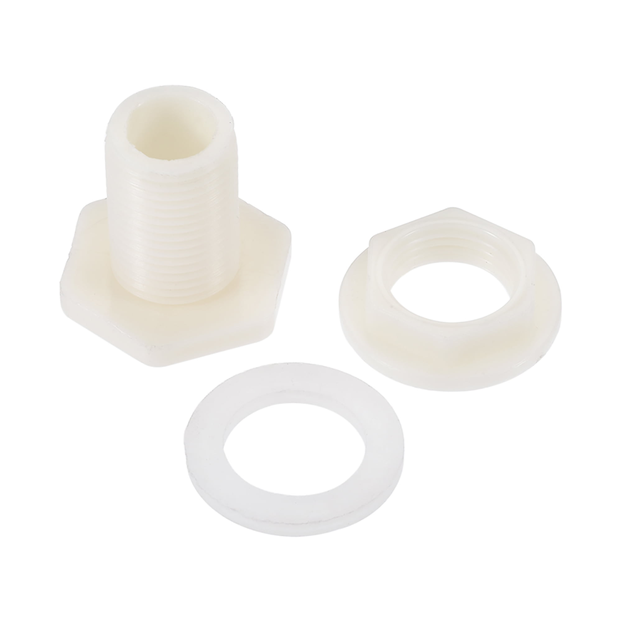 ABS Plastic G1/2 Male White for Water Tanks Tube Adaptor Pipe Fitting with Silicone Gasket uxcell Bulkhead Fitting 
