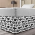 thumbnail image 1 of Fish Bed Skirt, Minimalist Fish with Pared down Dots and Stripped Lines Sea Animal Image, Elastic Bedskirt Dust Ruffle Wrap Around for Bedding Decor, 4 Sizes, Black White, by Ambesonne, 1 of 2