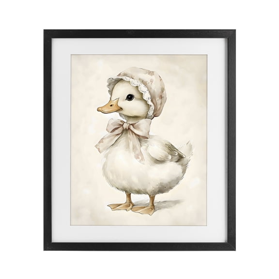 Stupell Industries Farmhouse Duck Wearing Bonnet Black Framed Print Under Glass, 13 x 16, by Arlington Prints