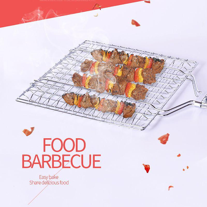Stainless BBQ Barbecue Grilling Basket for Fish Vegetables Steak Shrimp Chop 