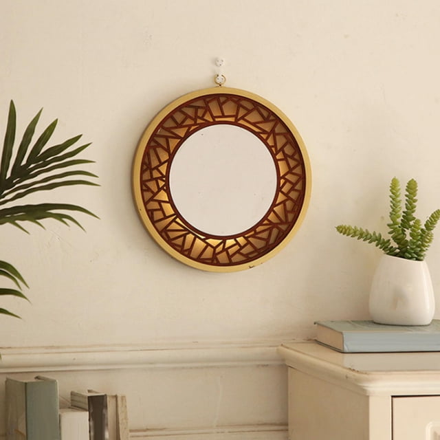 Espejo colgante de pared con luz nórdica, tocador de decorativo con luz de 11,81 pulgadas para , , decoración de pared, E Baoblaze Espejo redondo de pared