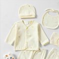 thumbnail image 5 of CAUYDY Preemie Girls Outfits Newborn Boys Fall Winter Clothes Baby Layette Long Sleeve Shirt Warm Hat 2Pants Bib 5Pcs Cotton Set for Unisex Infant Sizes 0-3 Months,Yellow, 5 of 6
