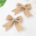 thumbnail image 4 of Mouliraty Christmas Bow, Burlaps Bows Burlaps Bow Knot Burlaps Decorative Bowknot Natural Ornament, for Christmas Tree Home Decoration Festival Party Supplies, A, 4 of 4