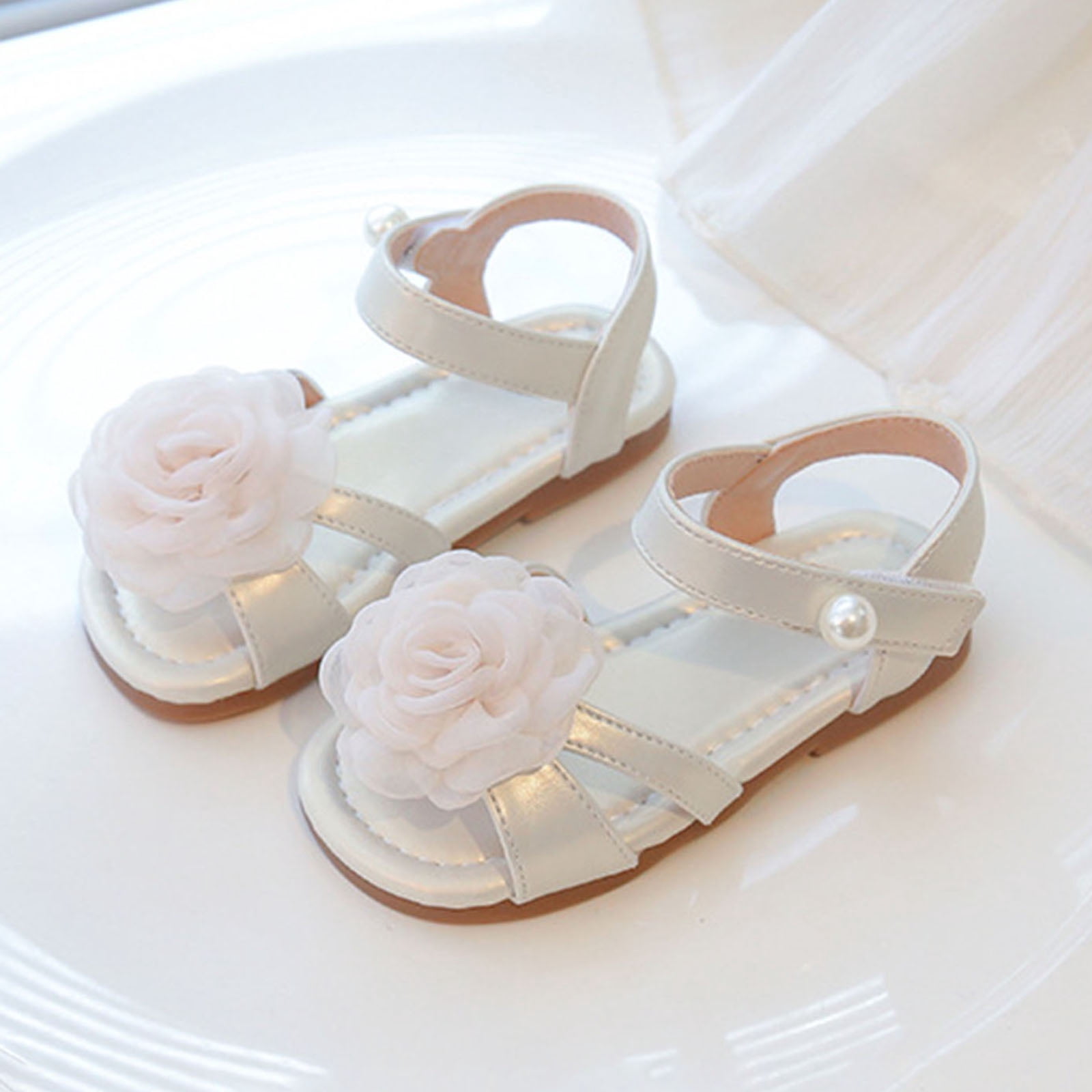 enyan Toddler Sandals Toddler Baby Girls Bow Open Toe Sandals Soft Sole Princess Shoes Sandals Summer Sandals Little Girls Sandals,Beige,Size 12.5