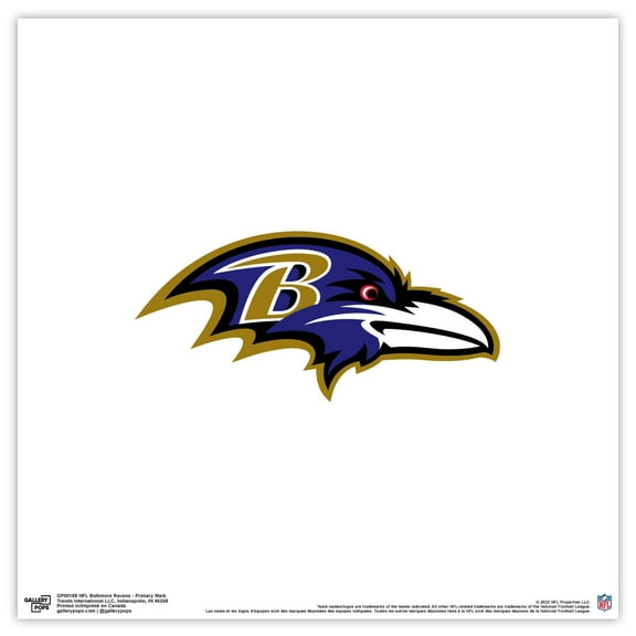 Gallery Pops NFL Baltimore Ravens - Primary Mark Wall Art, Unframed Version, 12" x 12"