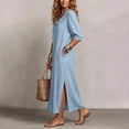 thumbnail image 5 of MaFYtyTPR Women's Collared Maxi Dress Button Down 3/4 Sleeve Relaxed Fit Shirt Dress with Pockets for Daily Wear A-Light Blue L, 5 of 6