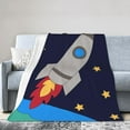 thumbnail image 1 of DouZhe Ultra-Soft Micro Fleece Lightweight Flannel Bed Blanket, Space Spacecraft Rocket Print Cozy Warm Throw Blankets, 50"x40", 1 of 7