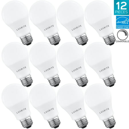 Luxrite A19 Led Light Bulb 60w Equivalent 4000k Cool White Dimmable Luxrite A19 Led Light Bulb 60w Equivalent 4000k Cool White Dimmable 800 Lumens Standard 9w E26 Base Energy Star Enclosed Fixture Rated